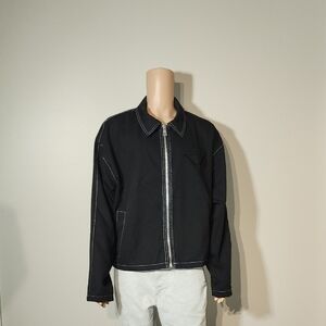 Fashion Nova Black Jacket with White Stitching